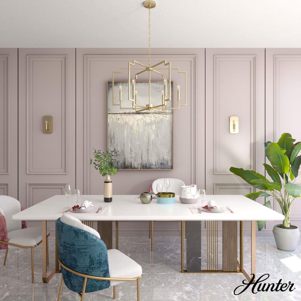 Hunter Zoanne 30&quot; 6-Light Chandelier in Alturas Gold, , large