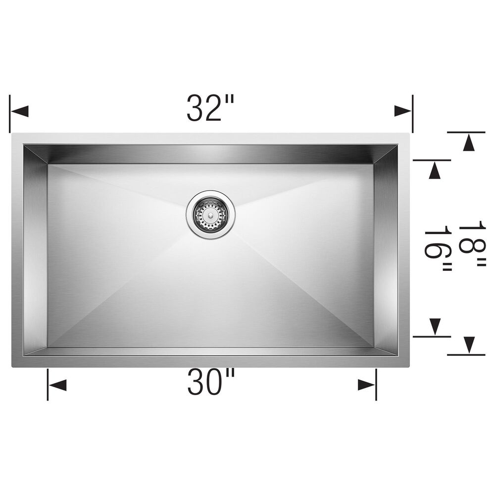 Blanco Precision 32&quot; Super Single Bowl Kitchen Sink in Satin Polished, , large
