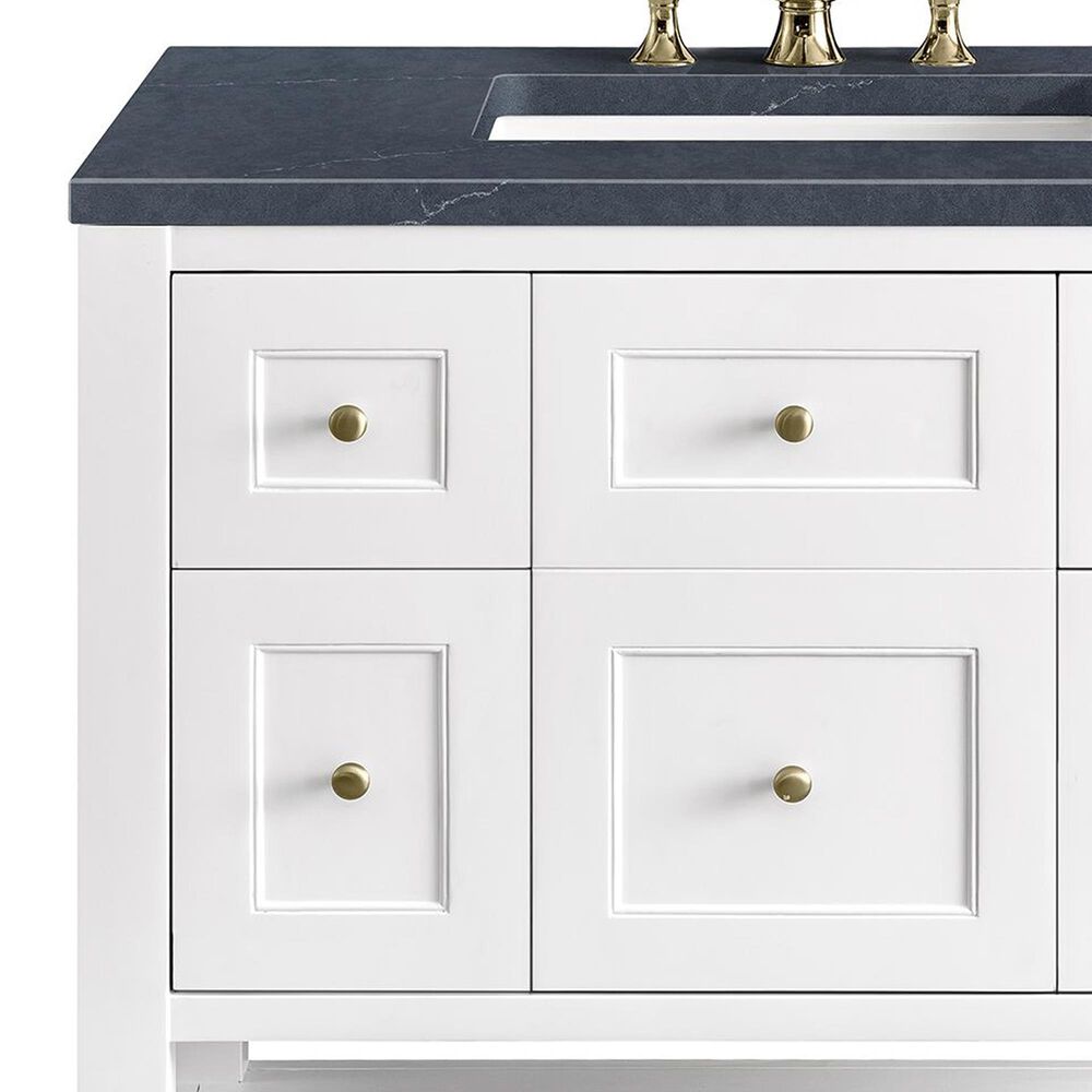 James Martin Vanities Breckenridge 36" Single Bathroom Vanity in Bright White with 3 cm Charcoal Soapstone Quartz Top and Rectangular Sink, , large