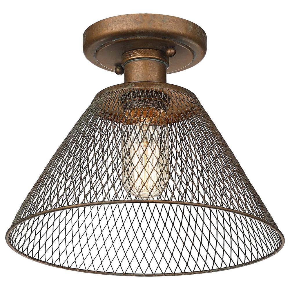 Golden Lighting Carver 1-Light Semi-Flush in Copper Patina, , large