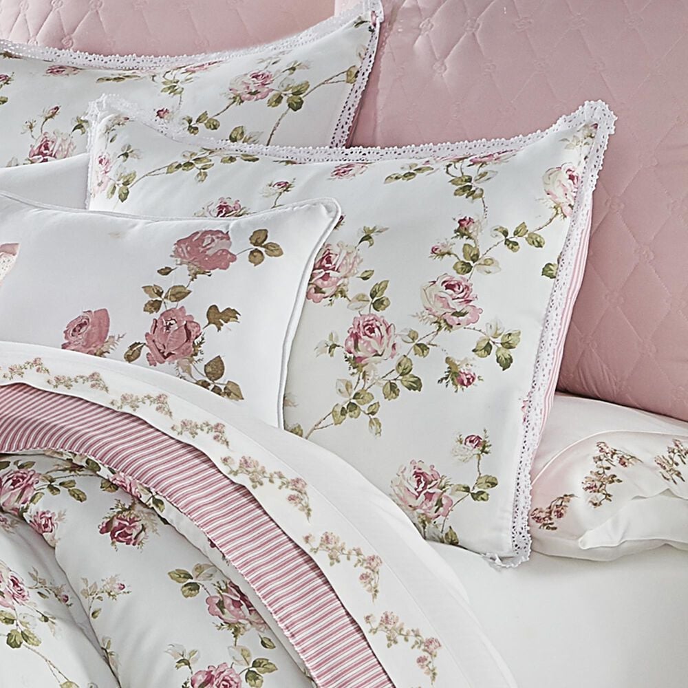 Royal Court Rosemary 4-Piece Full Comforter Set in Rose and White, , large