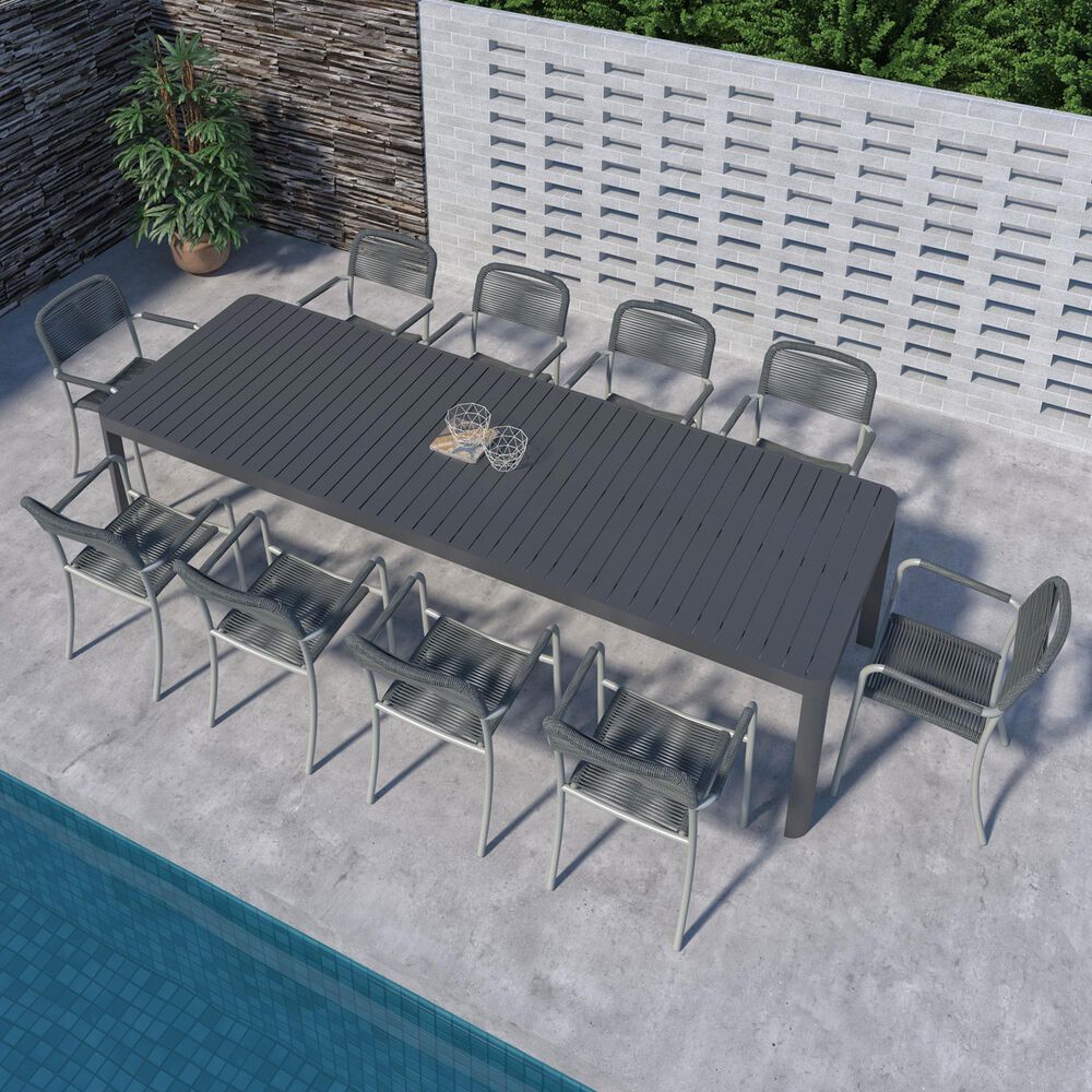 International Home Miami Pontel 11-Piece Rectangular Extendable Patio Dining Set in Grey, , large