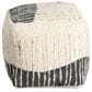 Blue Sun Designs Montague Pouf Ottoman in Ivory and Grey, , large