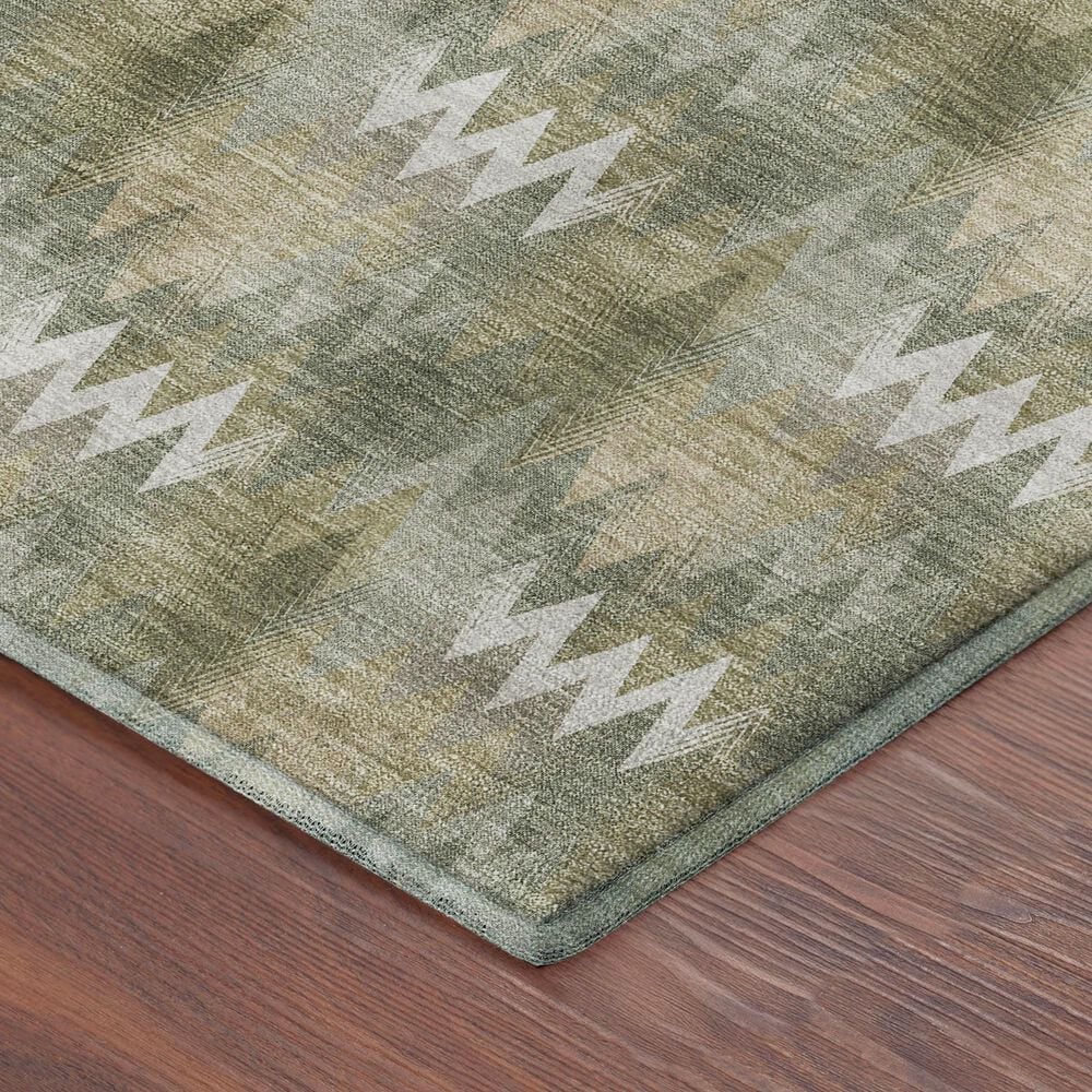 Dalyn Rug Company Soft Essentials Chevron Olive 2'3" x 7'6" Runner, , large