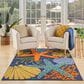 Nourison Aloha 9" x 12" Indoor/Outdoor Navy and Multicolor Area Rug, , large