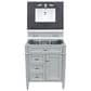 James Martin Vanities Brittany 30" Single Bathroom Vanity in Urban Gray with 3 cm Charcoal Soapstone Quartz Top and Rectangle Sink, , large