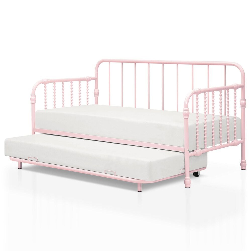 Furniture of America Wren Twin Daybed with Trundle in Pink, , large