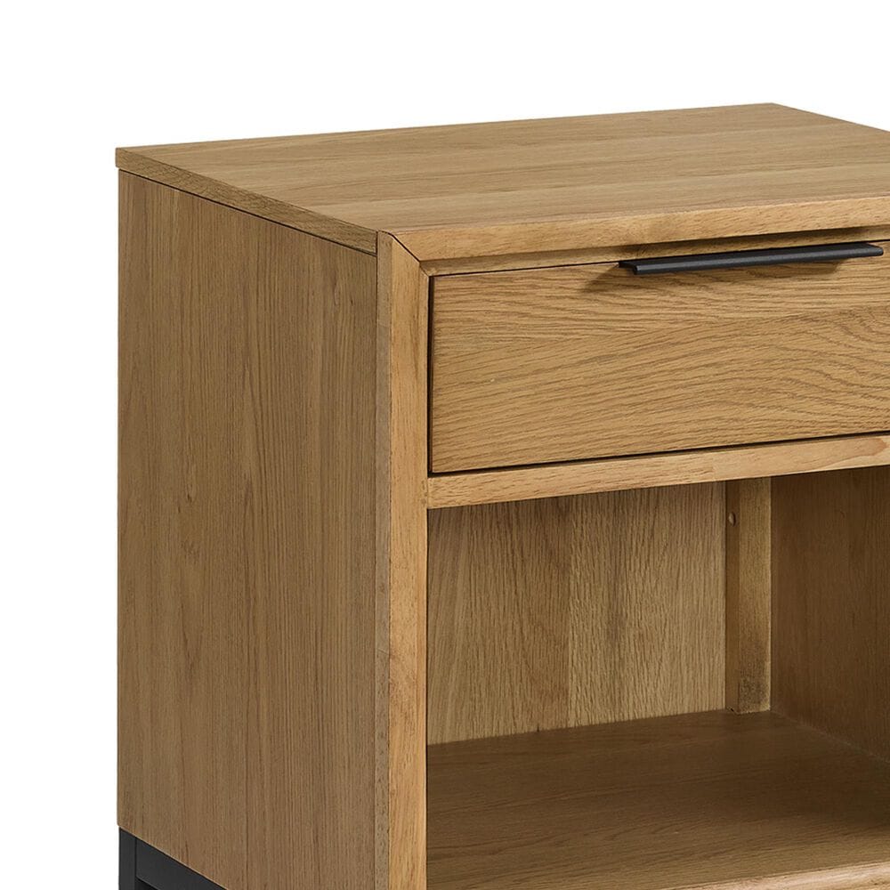 Hawthorne Furniture Newport 1-Drawer Nightstand in Natural Oak and Matte Black, , large