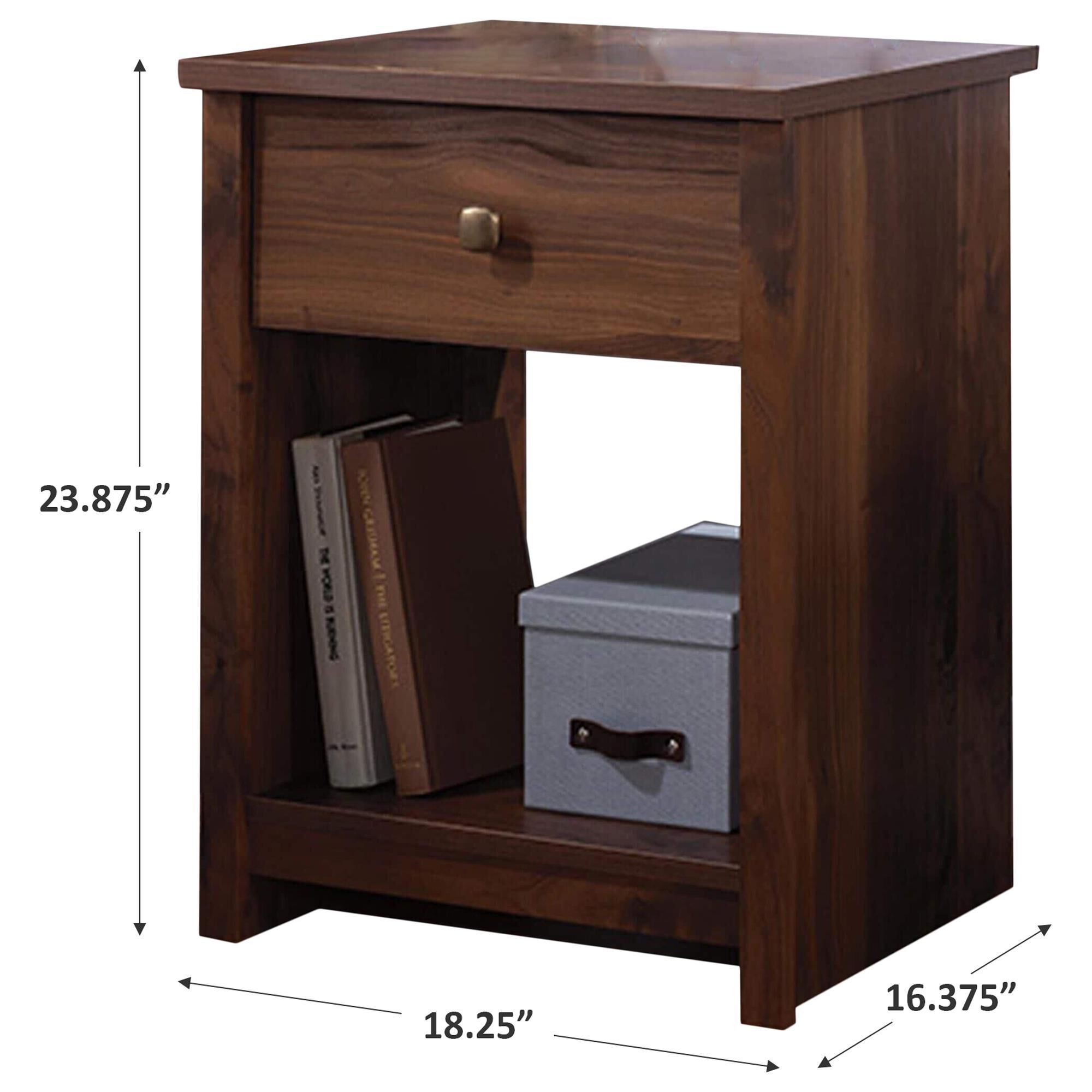 Sauder River Ranch 1-Drawer Nightstand in Grand Walnut