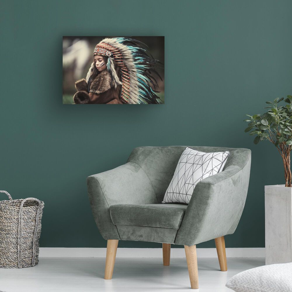 Timberlake Chief Of My Dreams 12&quot; x 19&quot; Canvas Art in Black/Tan/Green, , large