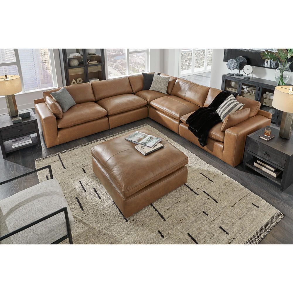 Ashley Emilia Oversized Accent Ottoman in Caramel, , large