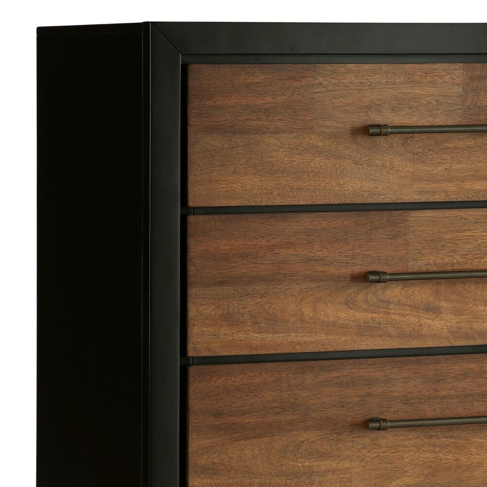Ashley Kraeburn 5-Drawer Chest in Brown and Satin Black, , large