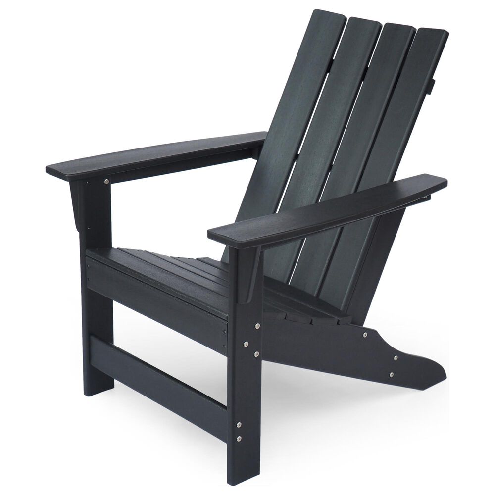 Hearth and Haven Encino Outdoor Plastic Adirondack Chair in Black, , large