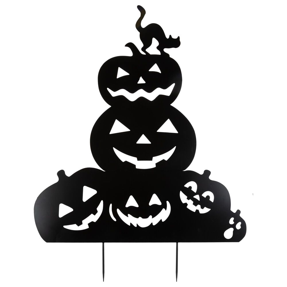 The Gerson Company 35.16" Halloween Pumpkin Yard Stake in Black, , large