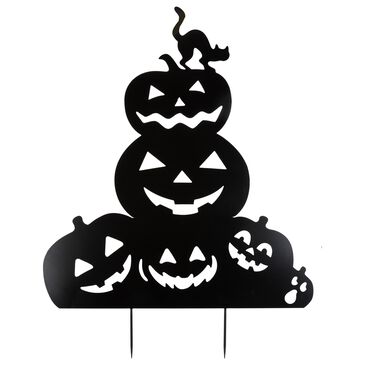The Gerson Company 35.16" Halloween Pumpkin Yard Stake in Black, , large