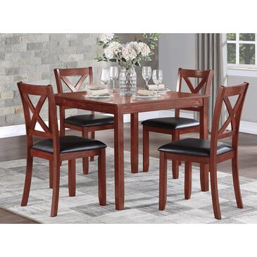 Titanic Furniture Table and 4 Chairs Dining Set in Medium Wood Finish, , large