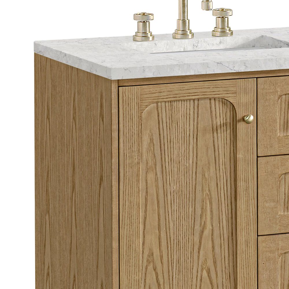 James Martin Vanities Laurent 60" Double Bathroom Vanity in Light Natural Oak with 3 cm Ethereal Noctis Silestone Top, Rectangular Sinks and FreePower Wireless Charger, , large