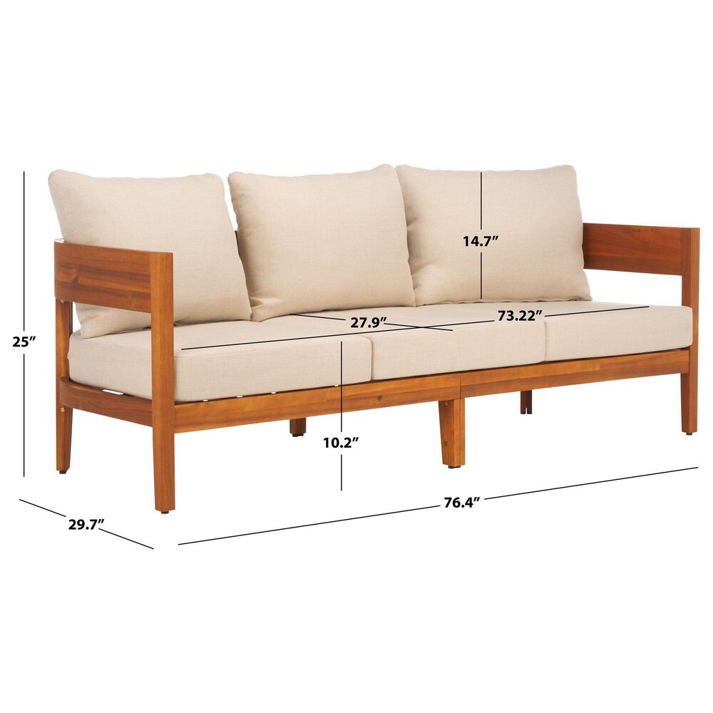 Safavieh Theo 3-Seater Outdoor Sofa in Taupe, , large
