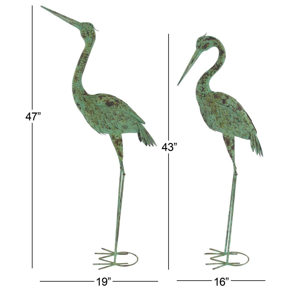 Maple and Jade Coastal Crane Garden Sculpture in Mint Green &#40;Set of 2&#41;, , large