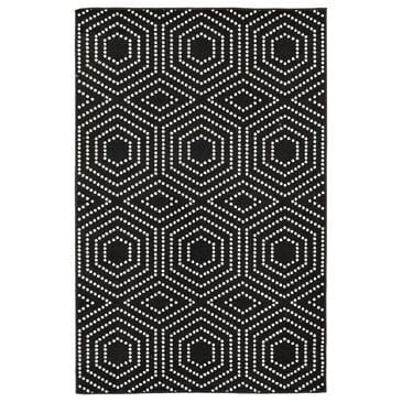 Central Oriental Terrace Tropic Valeria 7"10" x 9"10" Black and Snow Area Rug, , large