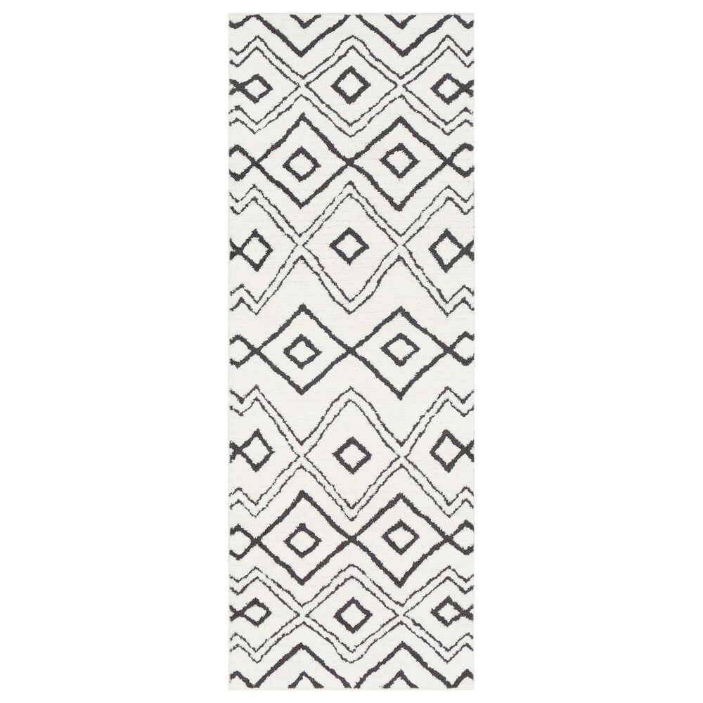 Surya Moroccan Shag MCS-2308 2'7" x 7'3" Black and White Runner, , large