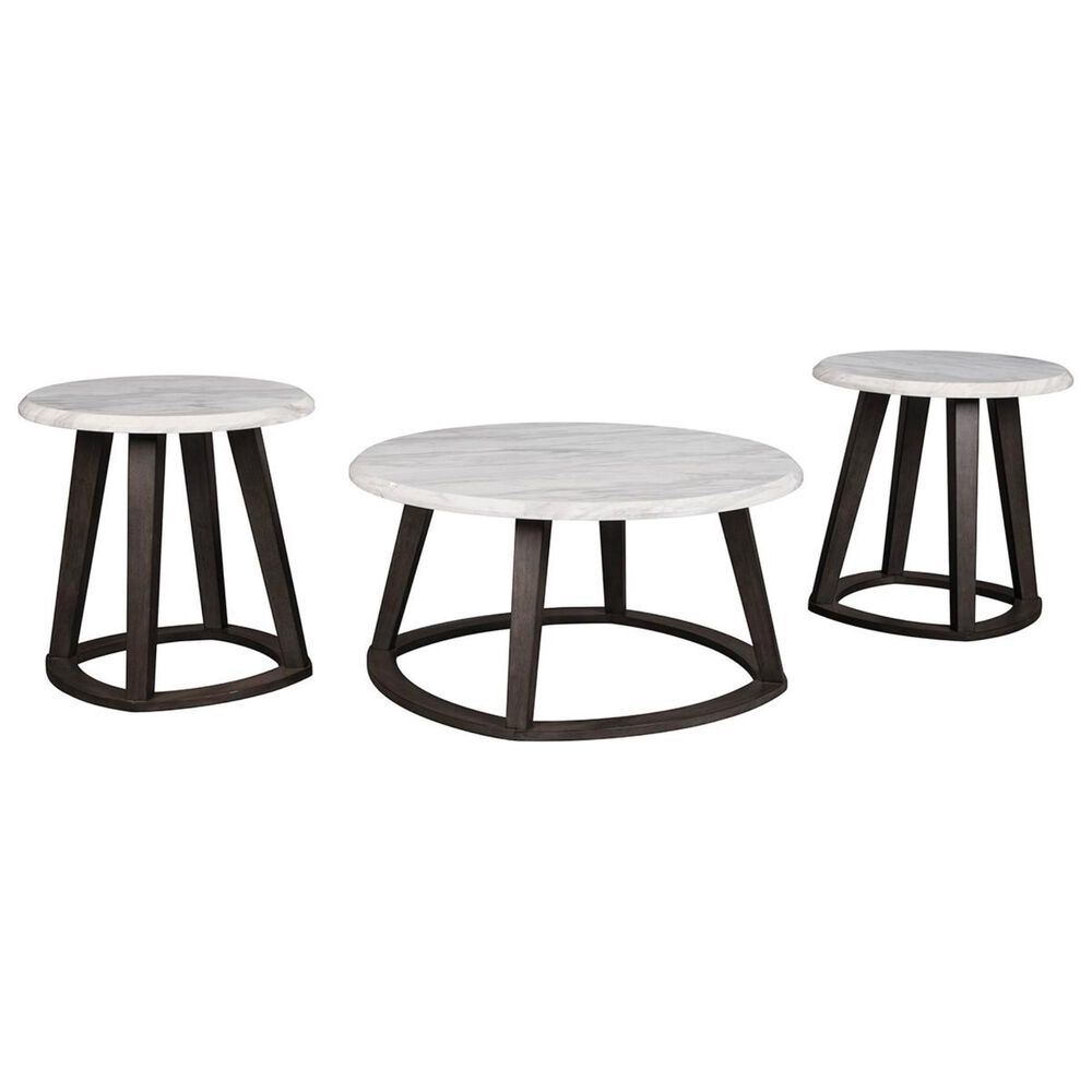 Signature Design by Ashley Luvoni 3-Piece Table Set in White and Dark Charcoal Gray, , large