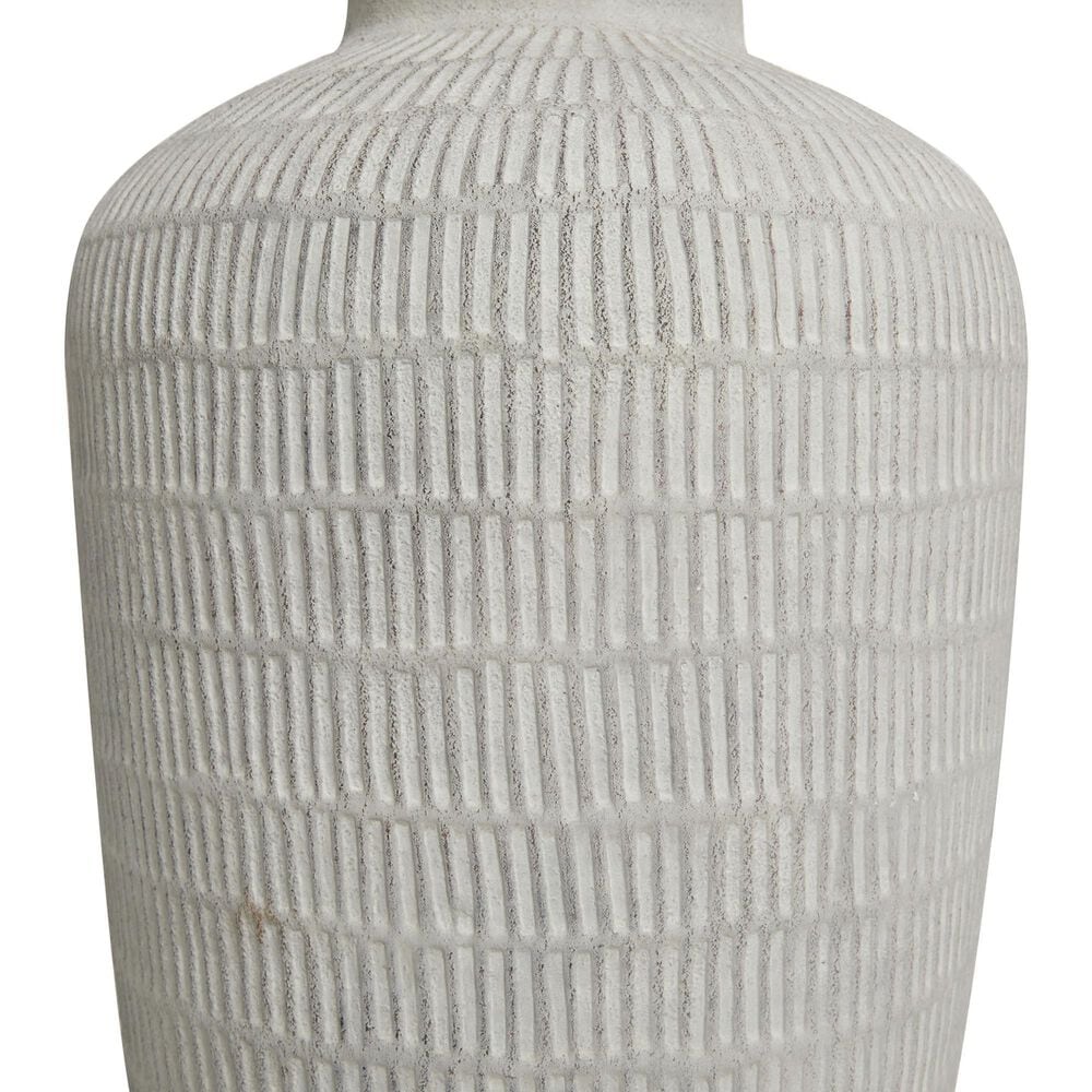 Maple and Jade 23" Decorative Vase with Linear Pattern in Distressed Cream, , large