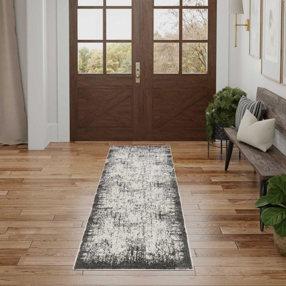 Nourison Desire Grey and Ivory 2&#39;3&quot; x 7&#39;6&quot; Runner, , large