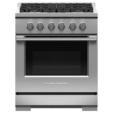 Fisher & Paykel 30" Freestanding Natural Gas Range with 4 Burners in Stainless Steel, , large