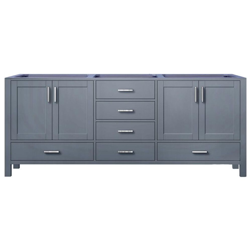Lexora Home Jacques 80&quot; Double Bathroom Vanity in Dark Grey with 2 cm White Quartz Top and Rectangular Sinks, , large