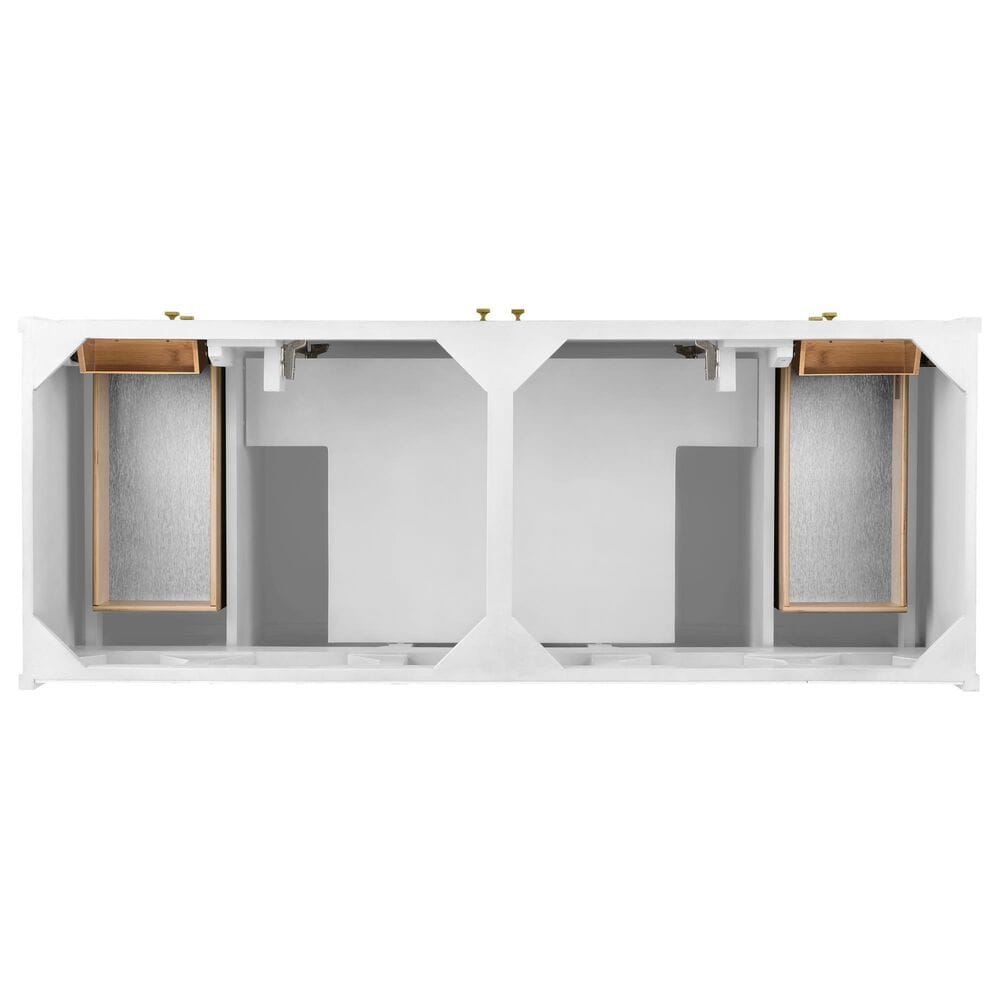 James Martin Vanities Chicago 60&quot; Double Bathroom Vanity in Glossy White with 3 cm Parisien Bleu Quartz Top and Rectangular Sinks, , large