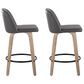 LumiSource Toriano Swivel Counter Stool with Grey Faux Leather Upholstery in Whitewashed and Black (Set of 2), , large