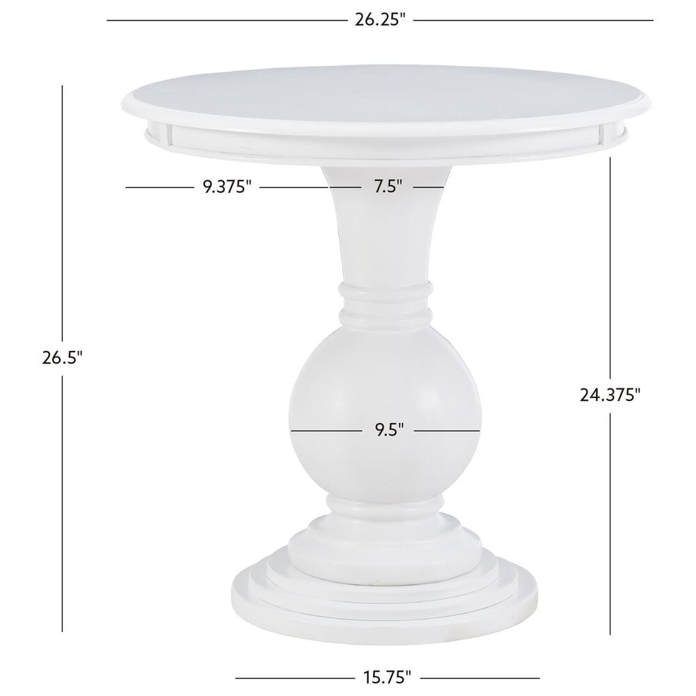 Linon Home Decor Adeline Round Accent End Table in White, , large