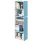 HOMLUX 5-Tier Reversible Bookshelf with Decorative Open Shelves in White and Light Blue, , large