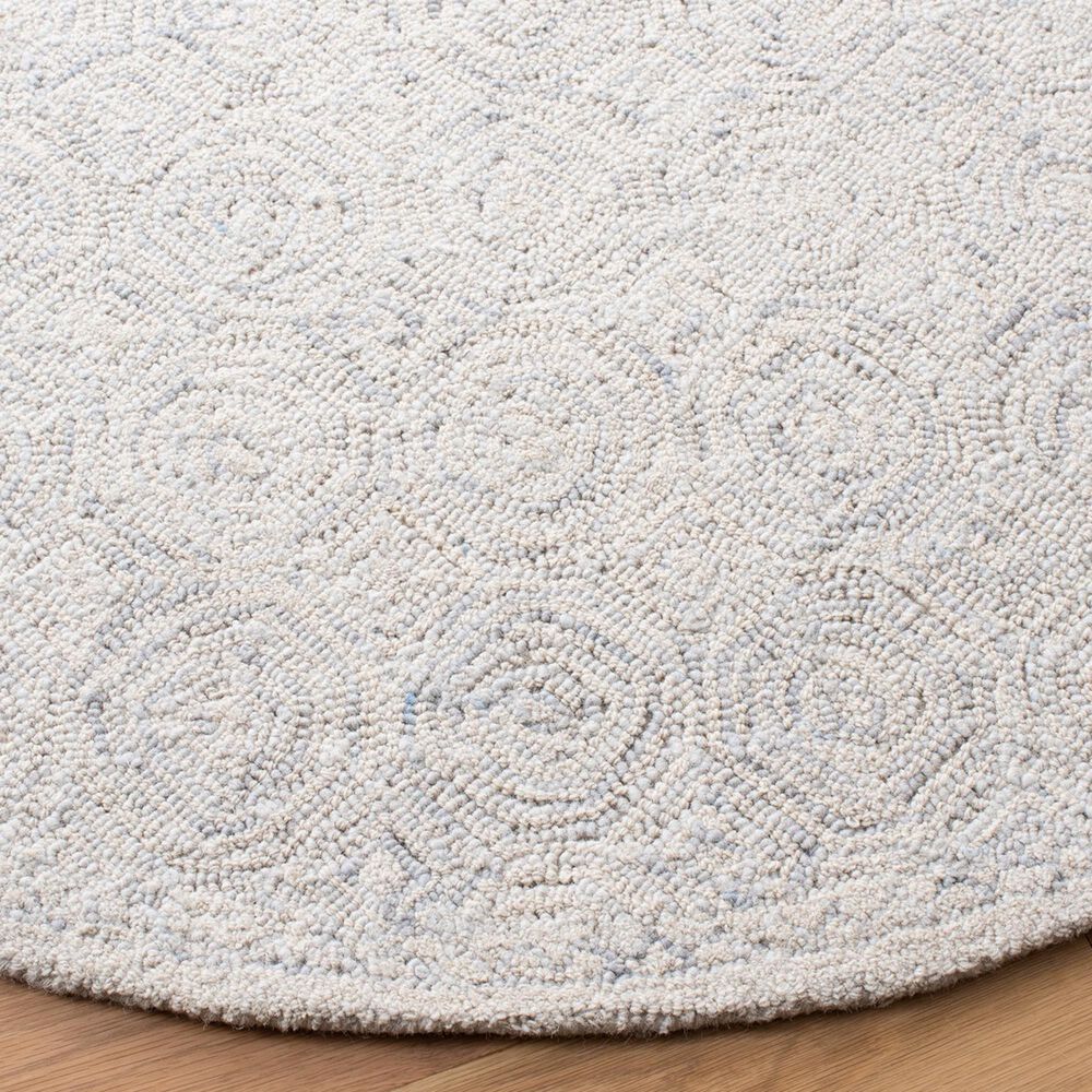 Safavieh Micro-Loop 5&#39; Round Silver and Grey Area Rug, , large