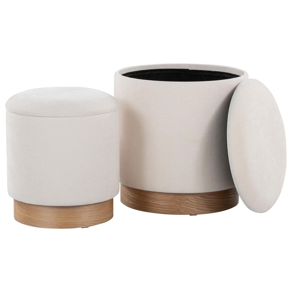 Lumisource Marla 2-Piece 18&quot; Nesting Ottoman Set in Cream, , large