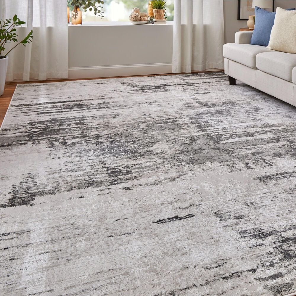 Feizy Prasad 8&#39; x 11&#39; Ivory and Charcoal Area Rug, , large