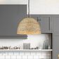 Golden Lighting Rue 5-Light Pendant in Matte Black with Woven Sweet Grass Shade, , large