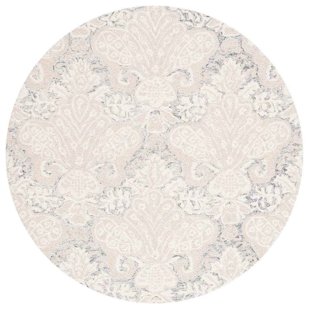 Safavieh Micro-Loop Damask 5" Round Charcoal and Ivory Area Rug, , large
