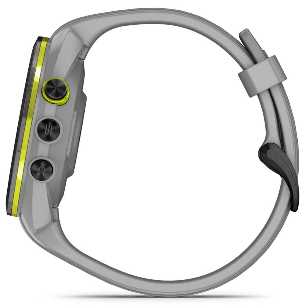 Garmin Approach S70 Smartwatch 41mm Black and Amp Yellow Ceramic Bezel Case with Powder Gray Silicone Band, , large