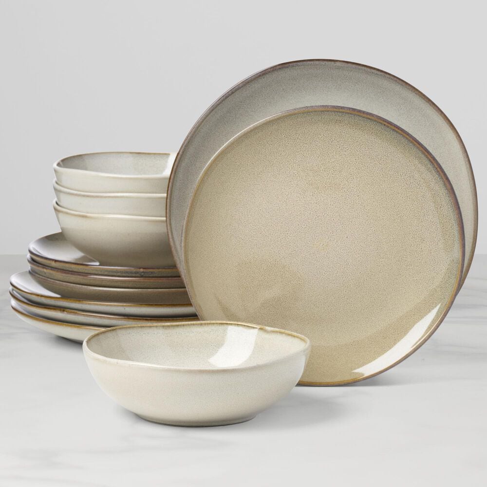 Lenox Oneida Organic Shades Oatmeal 12-Piece Dinnerware Set in Natural, , large