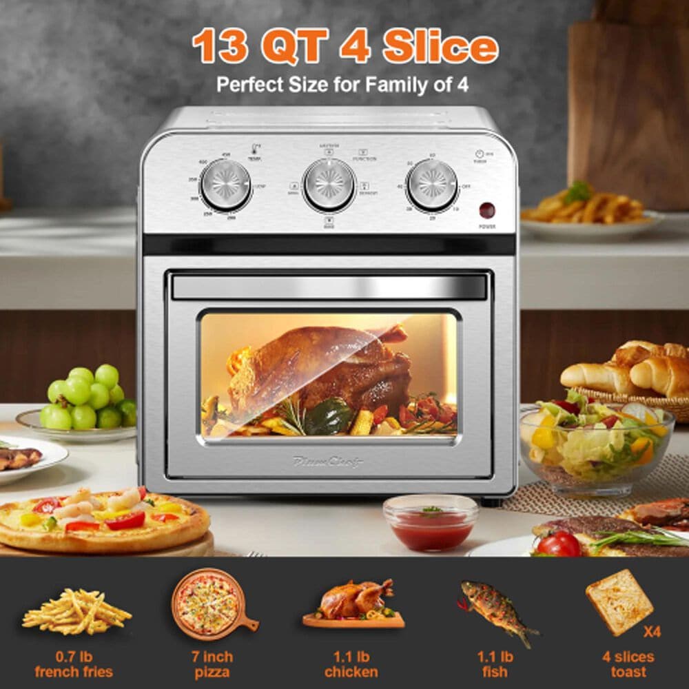 HOMLUX 13 Qt Air Fryer Toaster Oven in Silver, , large