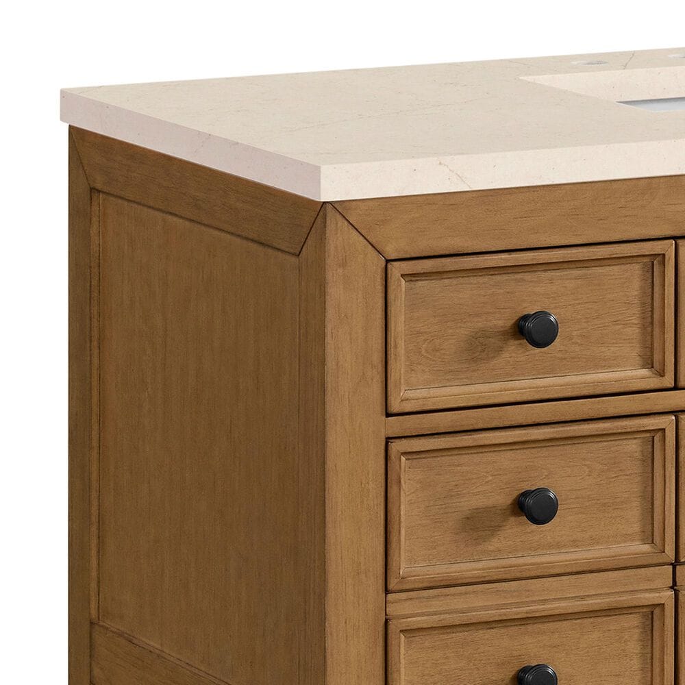 James Martin Malibu 48&quot; Single Bathroom Vanity in Amber Birch with 3 cm Eternal Marfil Quartz Top and Rectangular Sink, , large