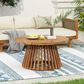 Hearth and Haven Outdoor Round Coffee Table with Slatted Base in Teak, , large