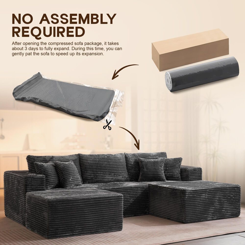 HOMLUX 108" Modular Sofa Set in Gray, , large