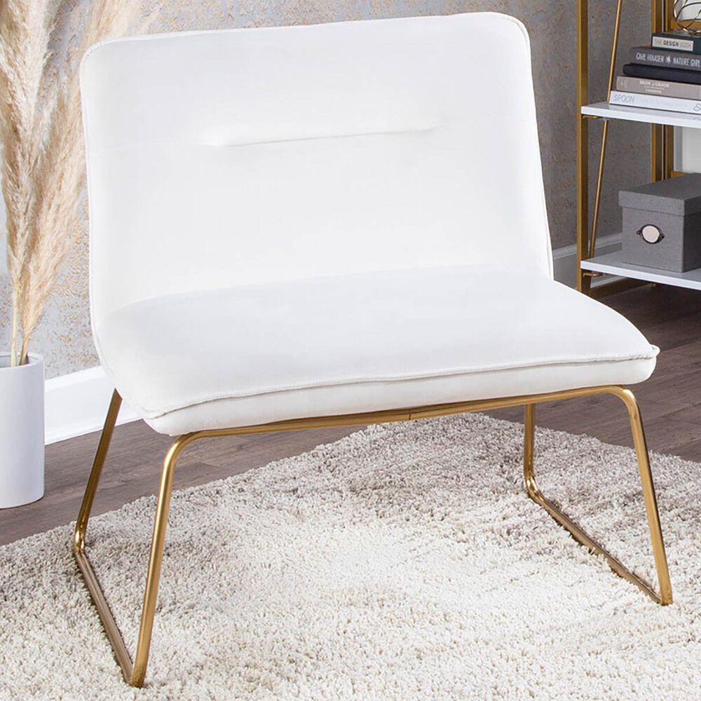 Lumisource Casper Accent Chair in Cream Velvet and Gold, , large