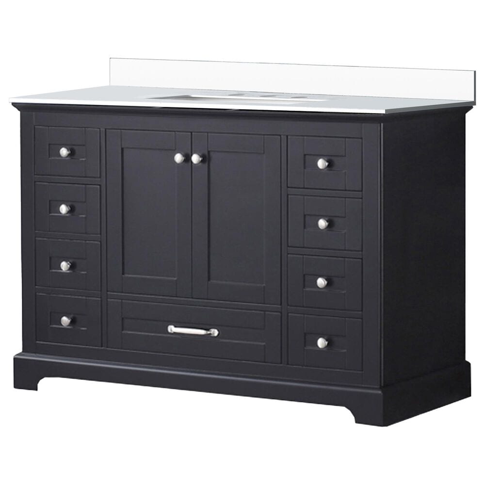 Lexora Home Dukes 48" Single Bathroom Vanity in Espresso with 2 cm White Quartz Top and Rectangular Sink, , large