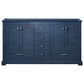 Lexora Home Dukes 60" Double Bathroom Vanity in Navy Blue with 2 cm White Carrara Marble Top and Rectangular Sinks, , large