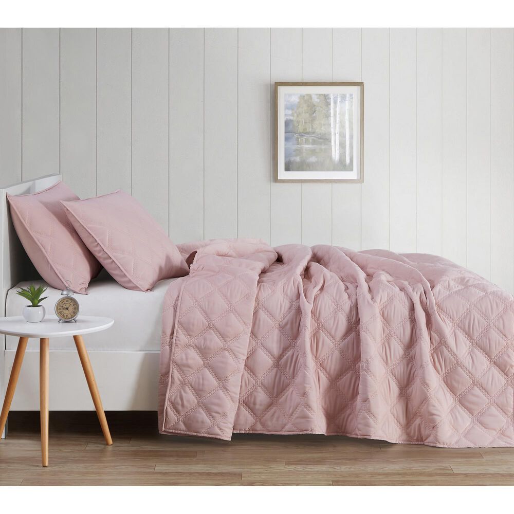 Pem America Truly Soft Everyday 3-Piece Full/Queen Quilt Set in Blush, , large