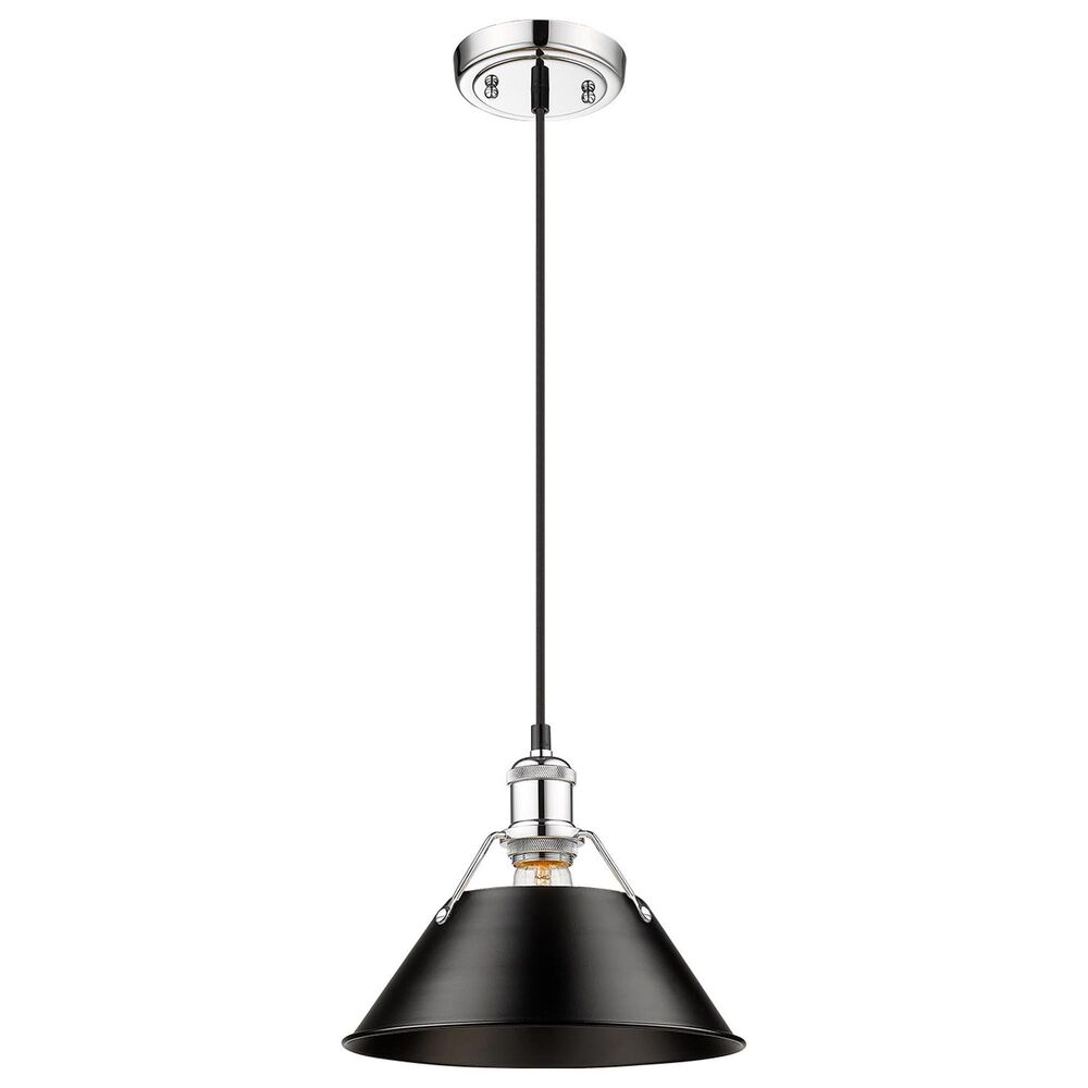 Golden Lighting Orwell 1-Light Medium Pendant with Matte Black Shade in Chrome, , large